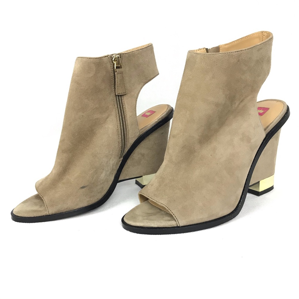 Elaine Turner Tan Open Toe Sling Back Suede Shoes 8